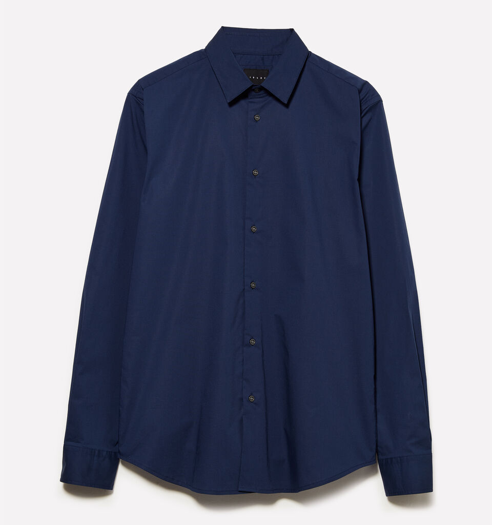 Blue slim fit shirt  - men's slim fit shirts - Dark Blue | Sisley image number 1
